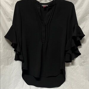 Vince Camuto Black Ruffle Sleeve V-Neck Blouse